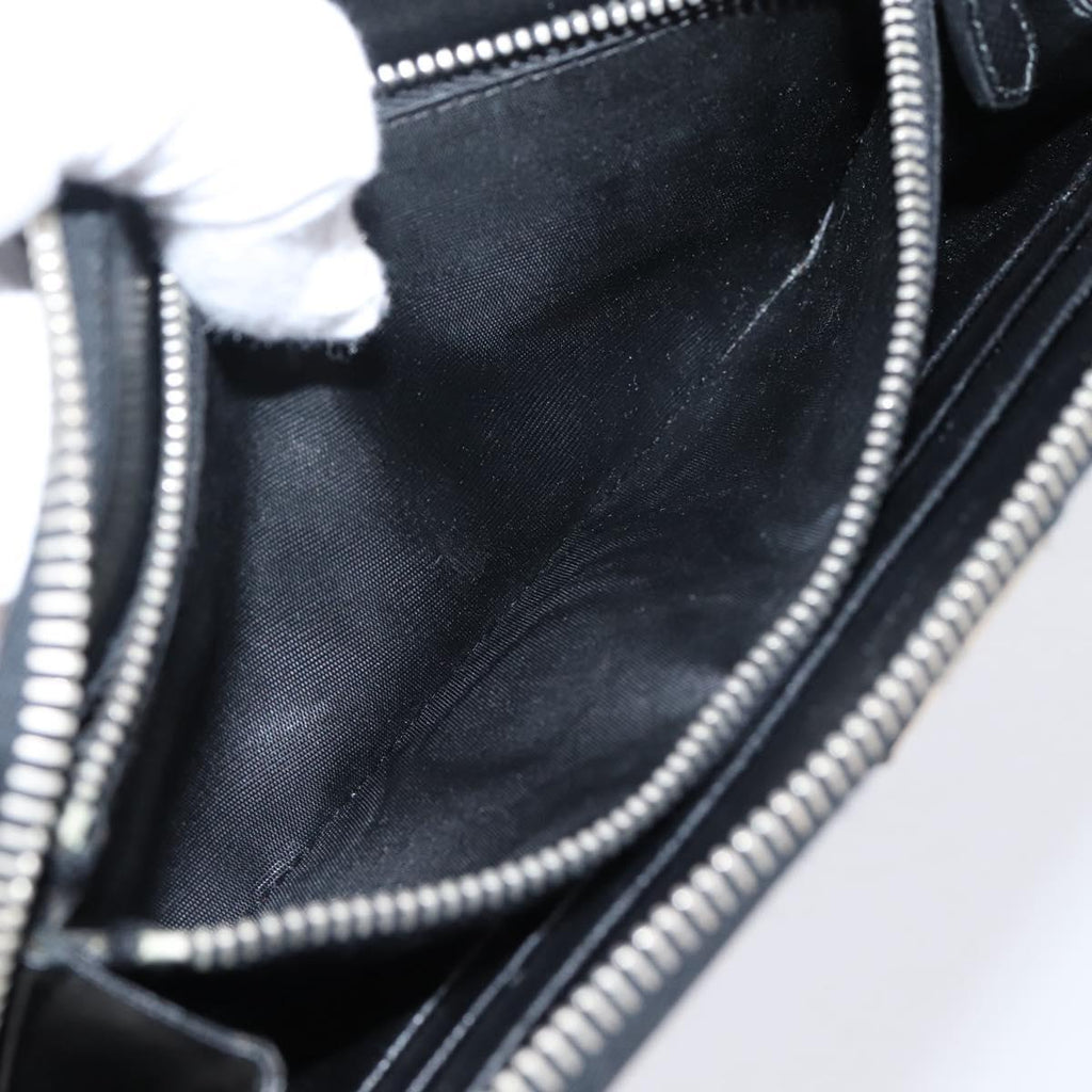 PRADA Long Wallet Saffiano leather Black Silver Auth 205215V