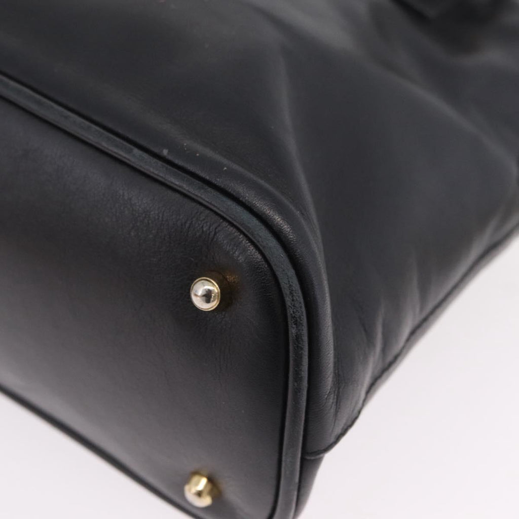 GUCCI Bamboo Hand Bag Leather 2way Black Gold 000 904 0290 Auth 205223