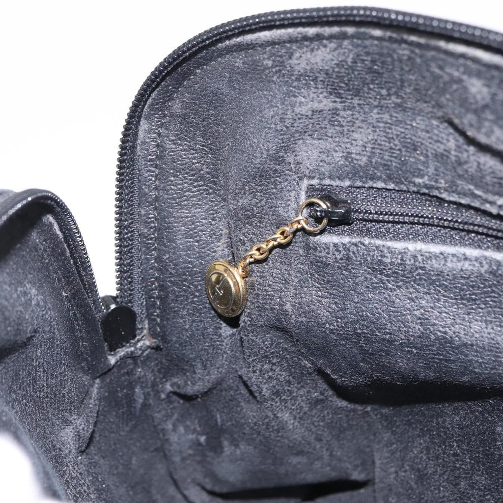 GUCCI Bamboo Hand Bag Leather 2way Black Gold 000 904 0290 Auth 205223