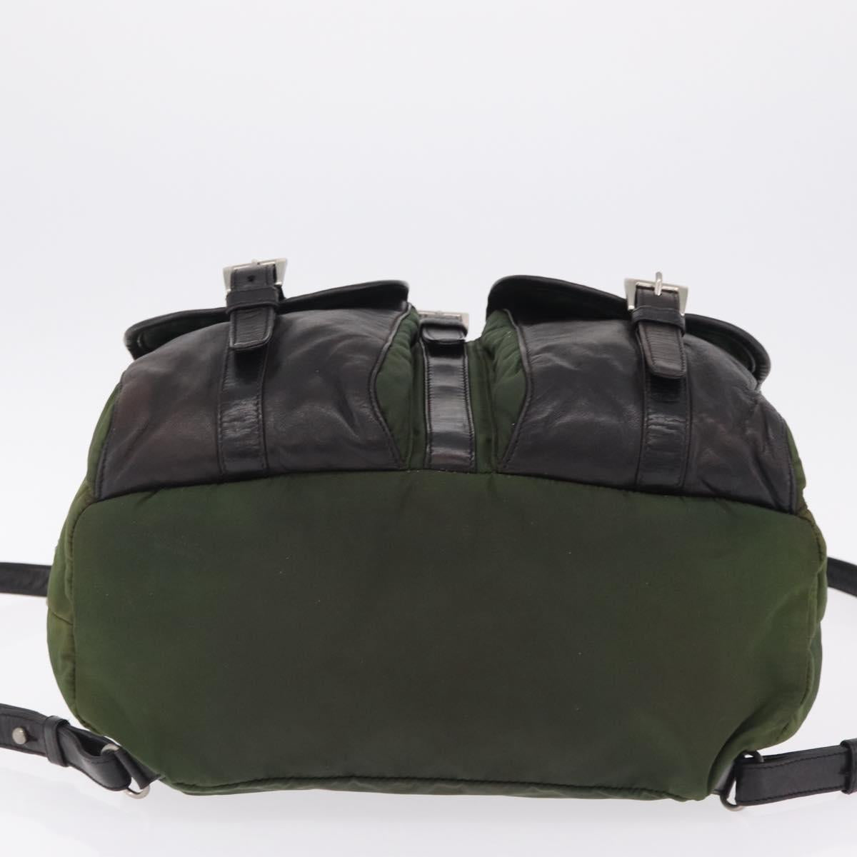 PRADA Backpack Nylon Green Silver Auth 205236