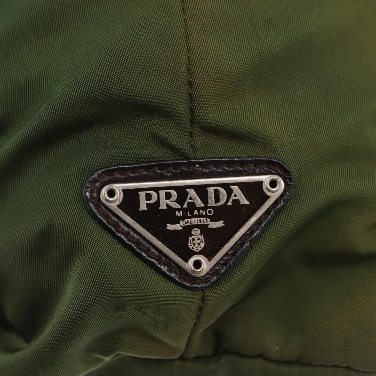 PRADA Backpack Nylon Green Silver Auth 205236