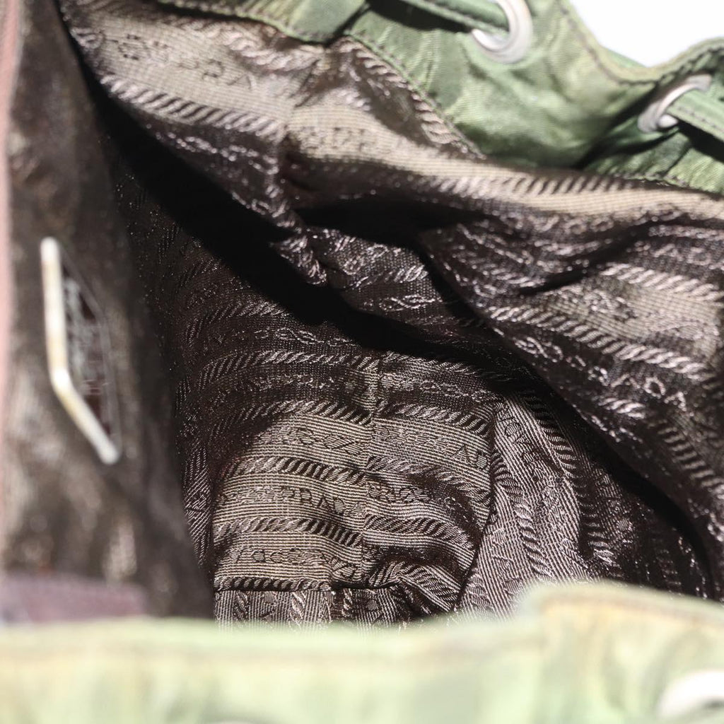PRADA Backpack Nylon Green Silver Auth 205236
