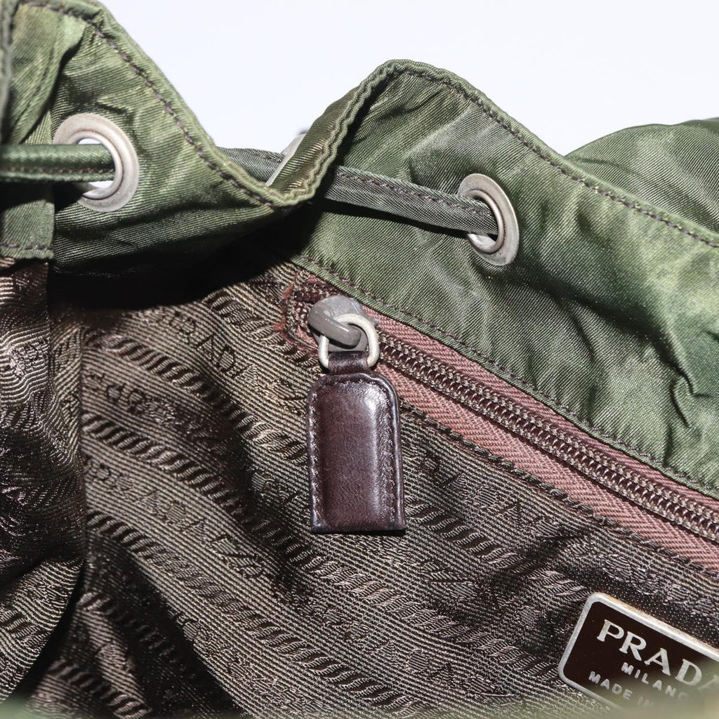 PRADA Backpack Nylon Green Silver Auth 205236