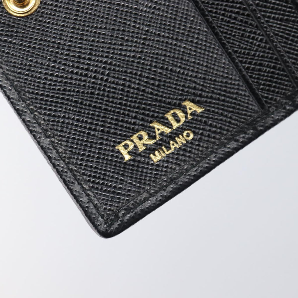 PRADA Bifold Wallet Nylon Black Gold Auth 205242M