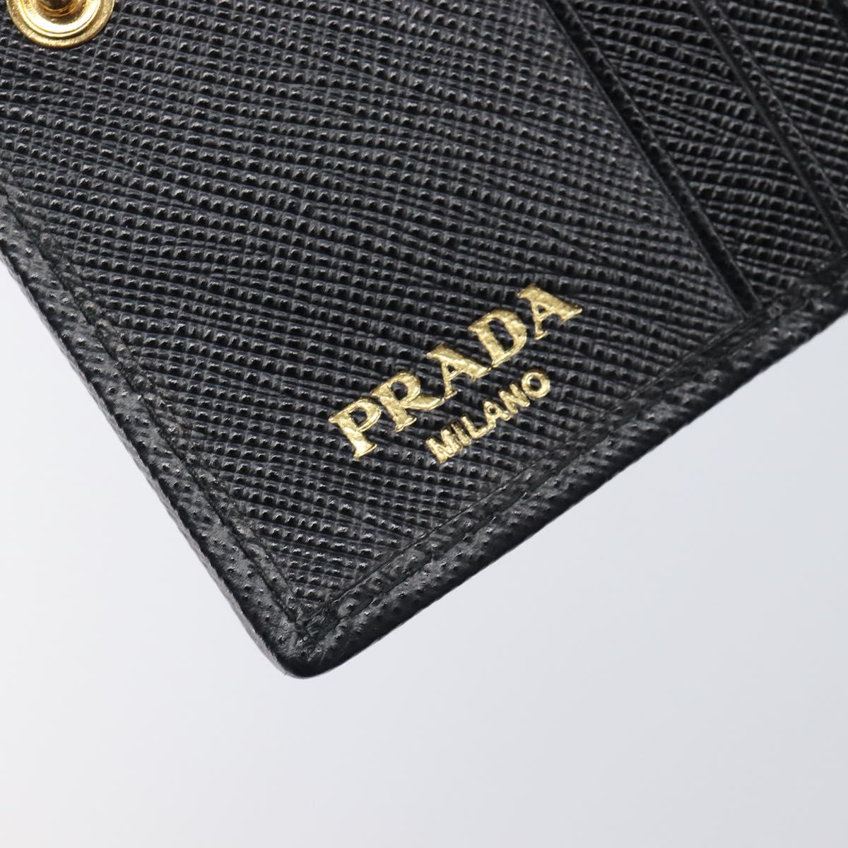 PRADA Bifold Wallet Nylon Black Gold Auth 205242M