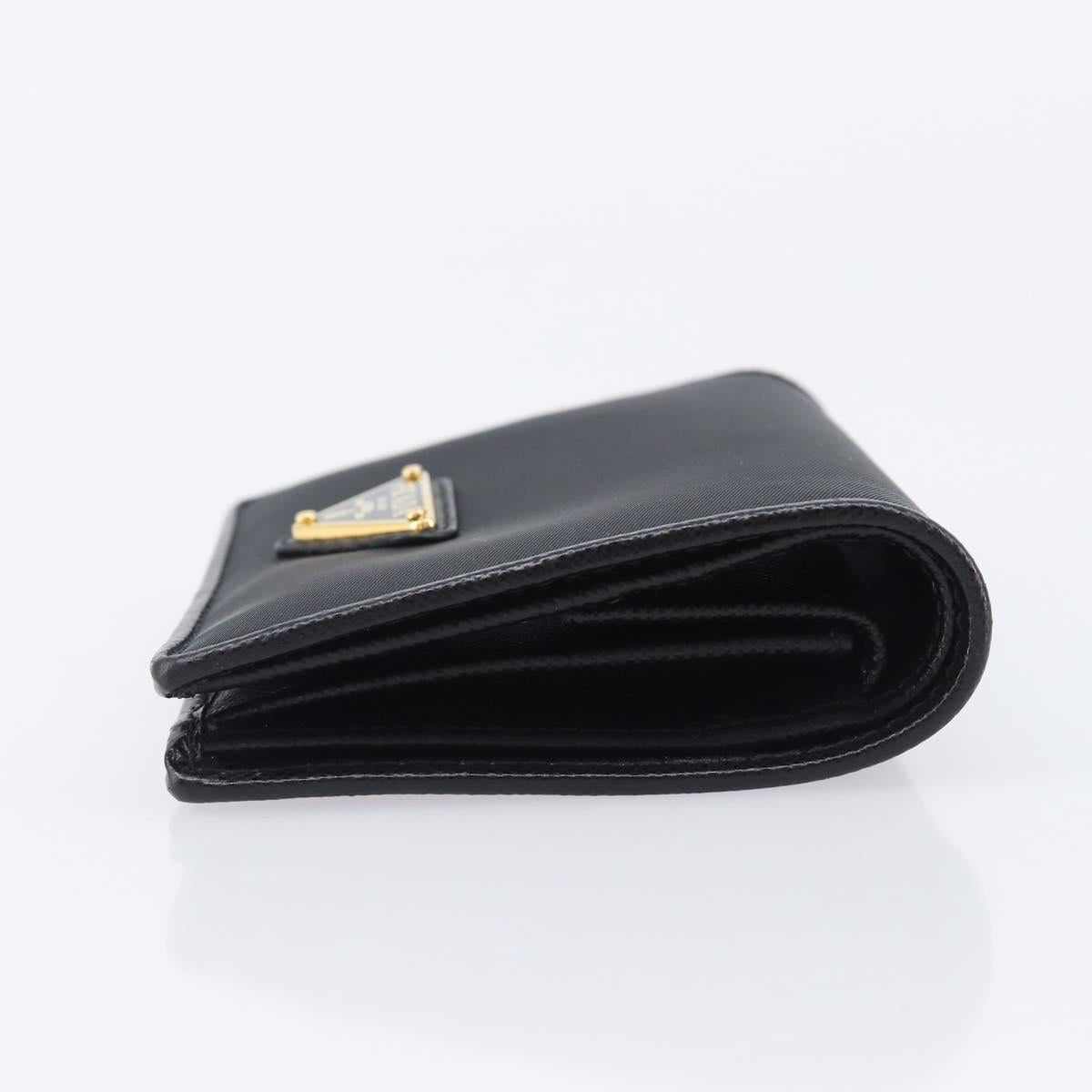 PRADA Bifold Wallet Nylon Black Gold Auth 205242M