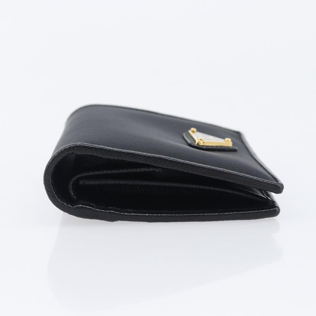 PRADA Bifold Wallet Nylon Black Gold Auth 205242M