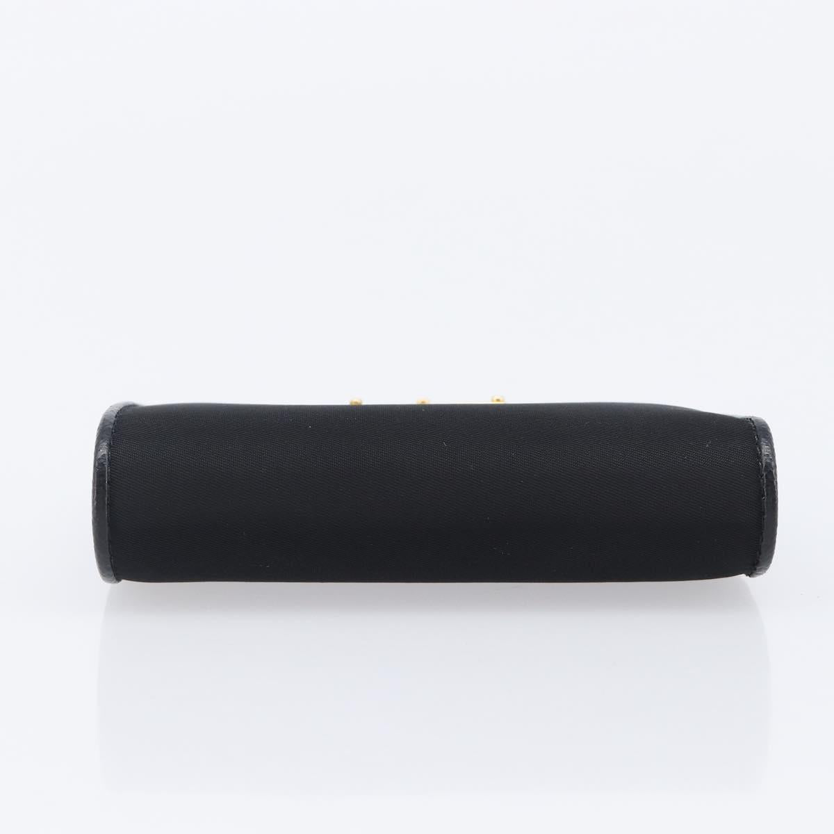 PRADA Bifold Wallet Nylon Black Gold Auth 205242M