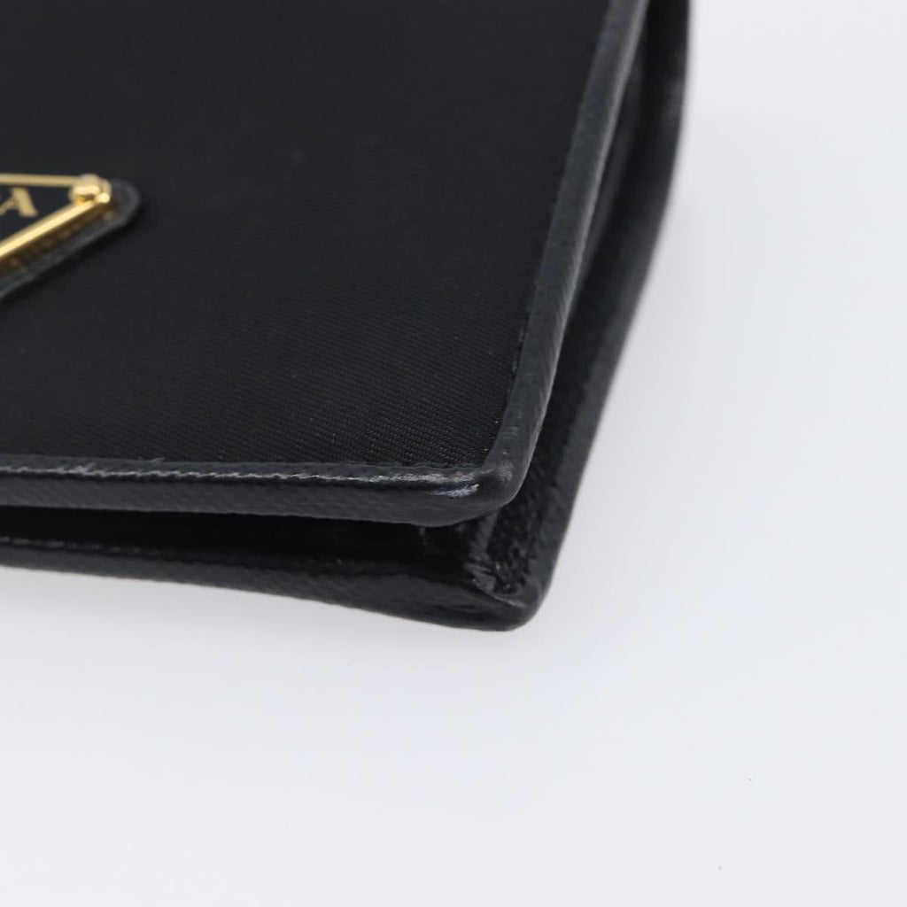 PRADA Bifold Wallet Nylon Black Gold Auth 205242M