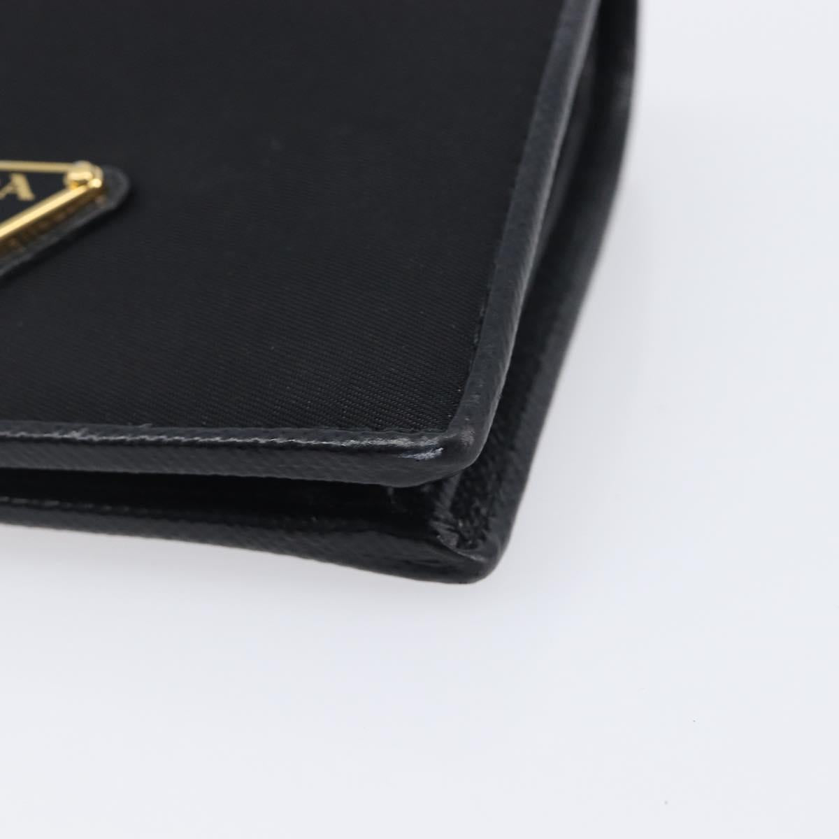 PRADA Bifold Wallet Nylon Black Gold Auth 205242M
