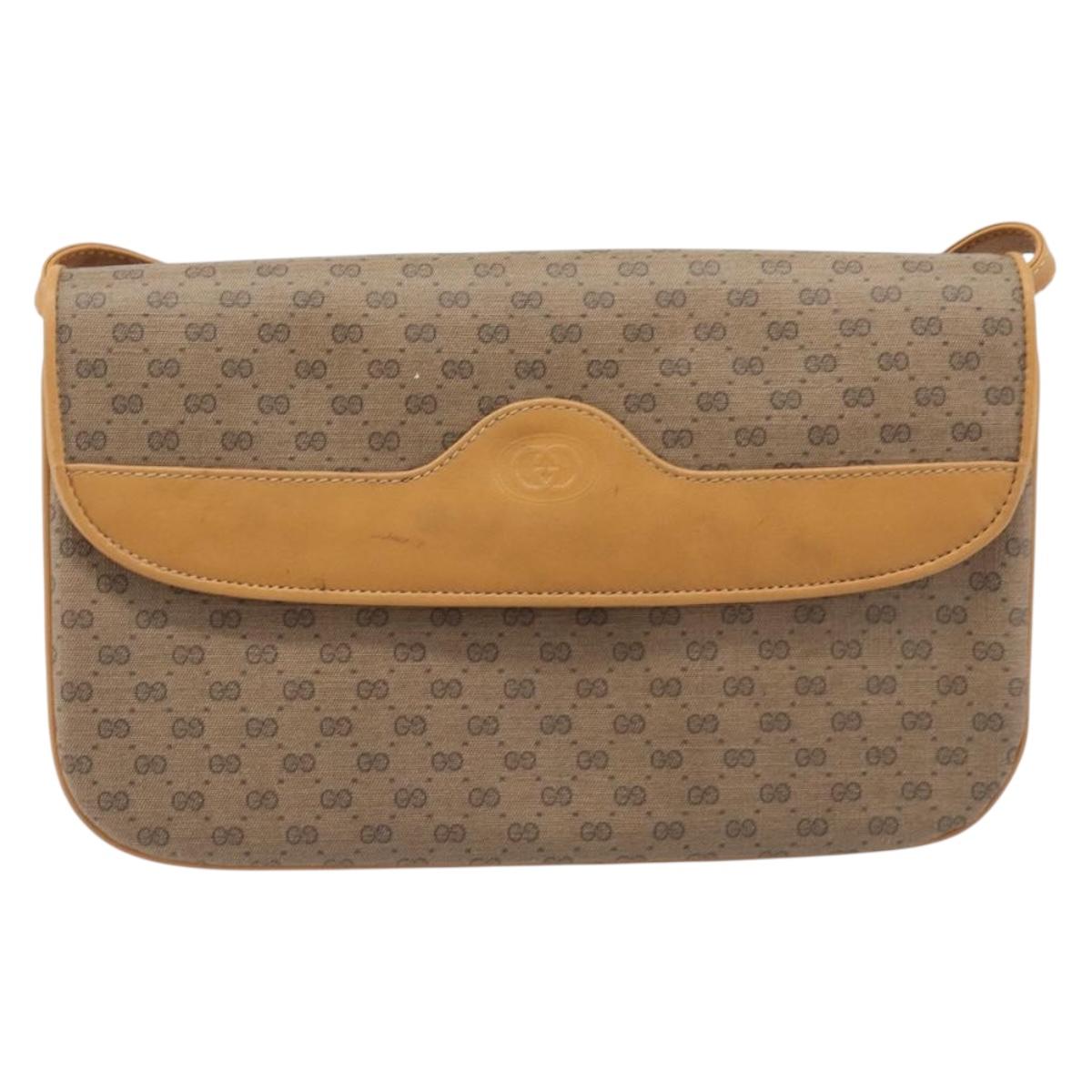 GUCCI Micro GG Supreme Shoulder Bag PVC Beige Gold 004 106 0024 Auth 205286