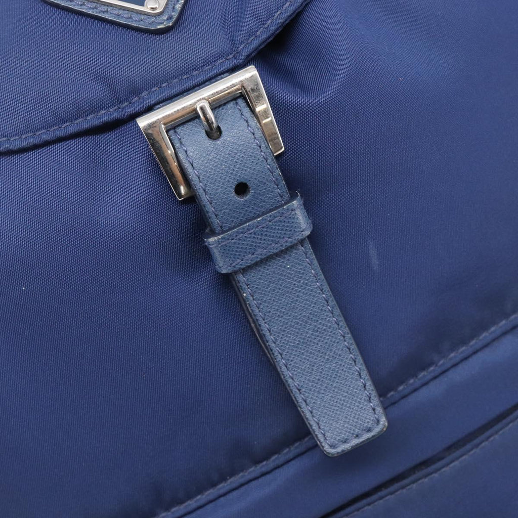 PRADA Backpack Nylon Blue Silver Auth 205419A