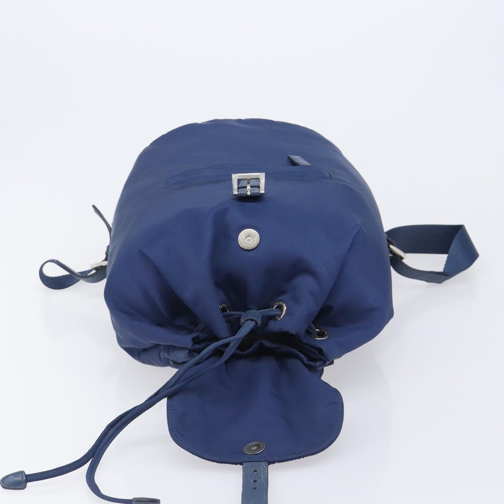 PRADA Backpack Nylon Blue Silver Auth 205419A
