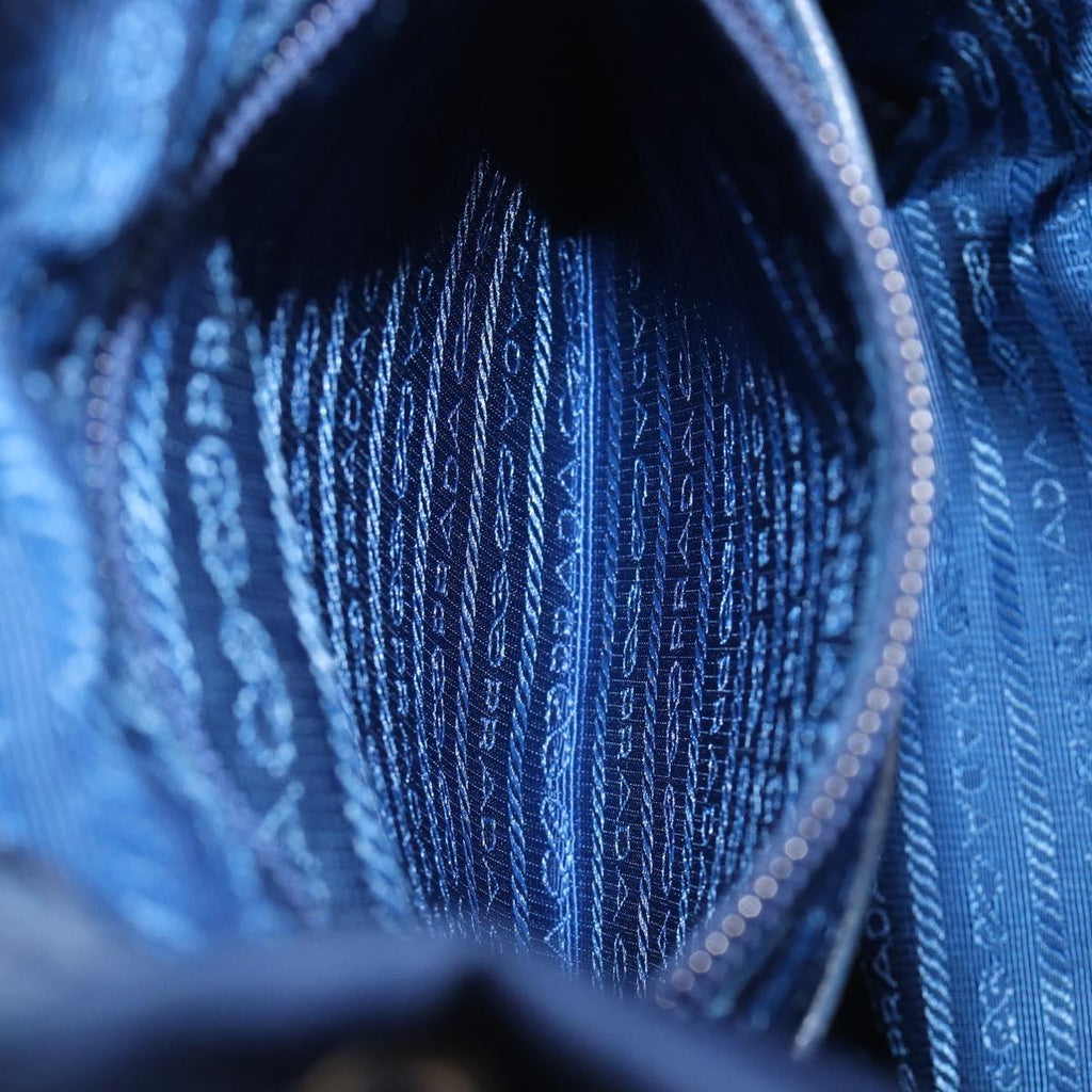 PRADA Backpack Nylon Blue Silver Auth 205419A