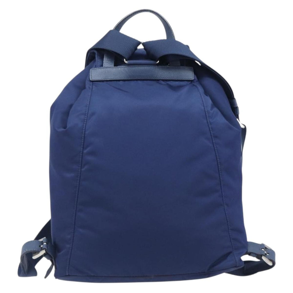 PRADA Backpack Nylon Blue Silver Auth 205419A