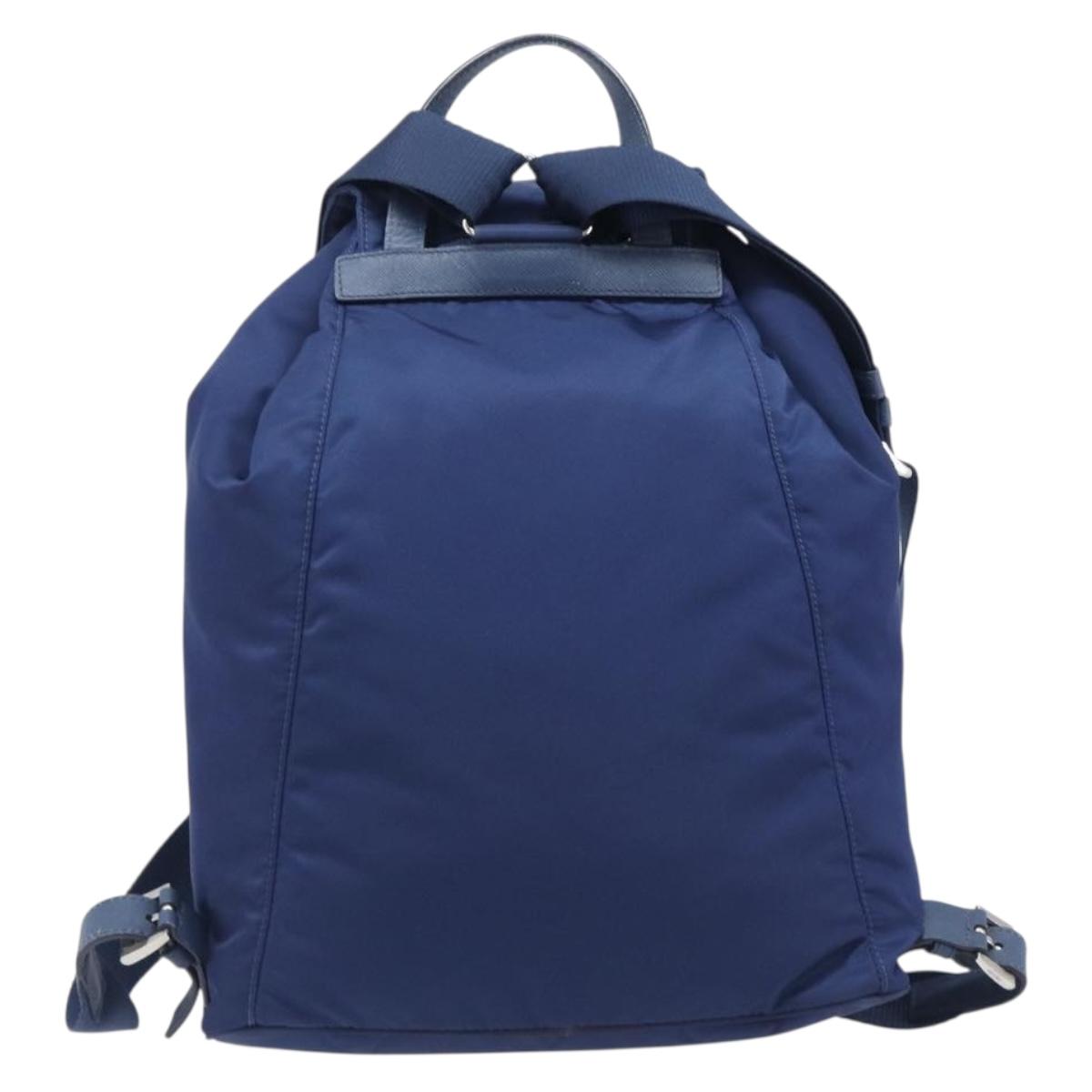 PRADA Backpack Nylon Blue Silver Auth 205419A