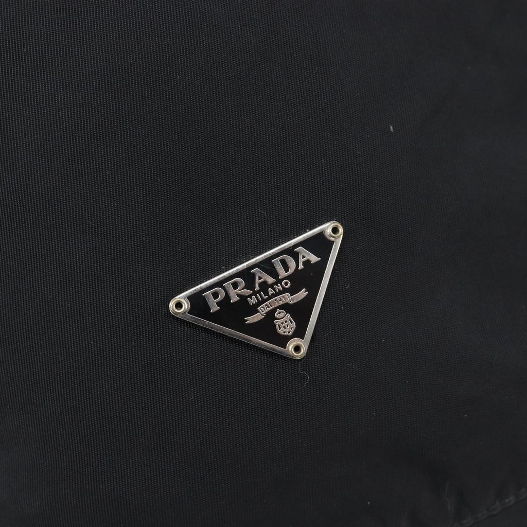 PRADA Purse Pouch Nylon Black Silver Auth 205450A