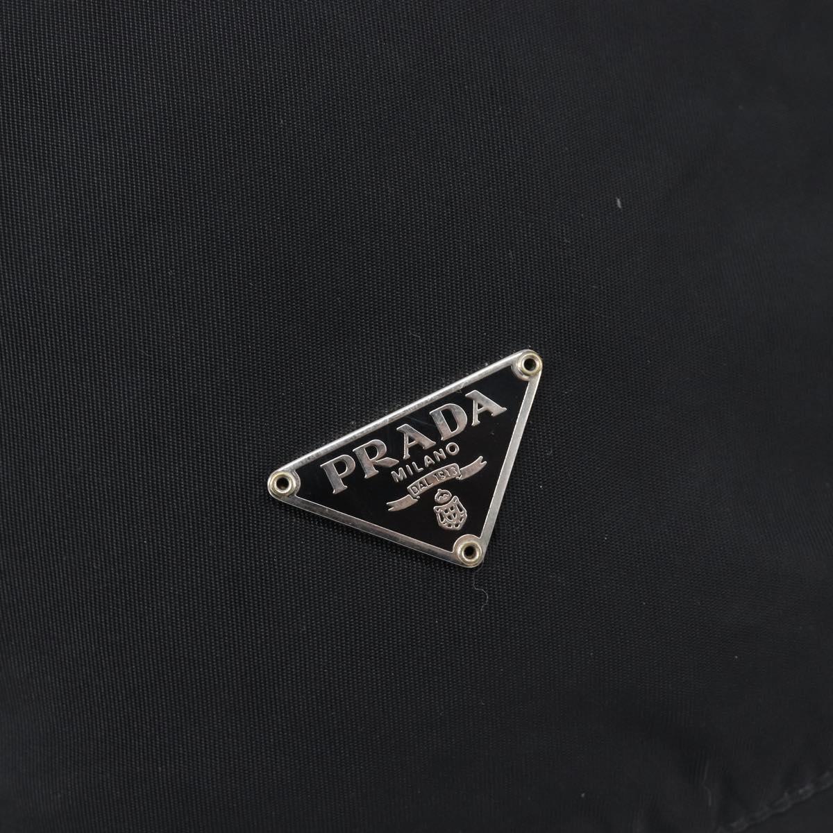 PRADA Purse Pouch Nylon Black Silver Auth 205450A