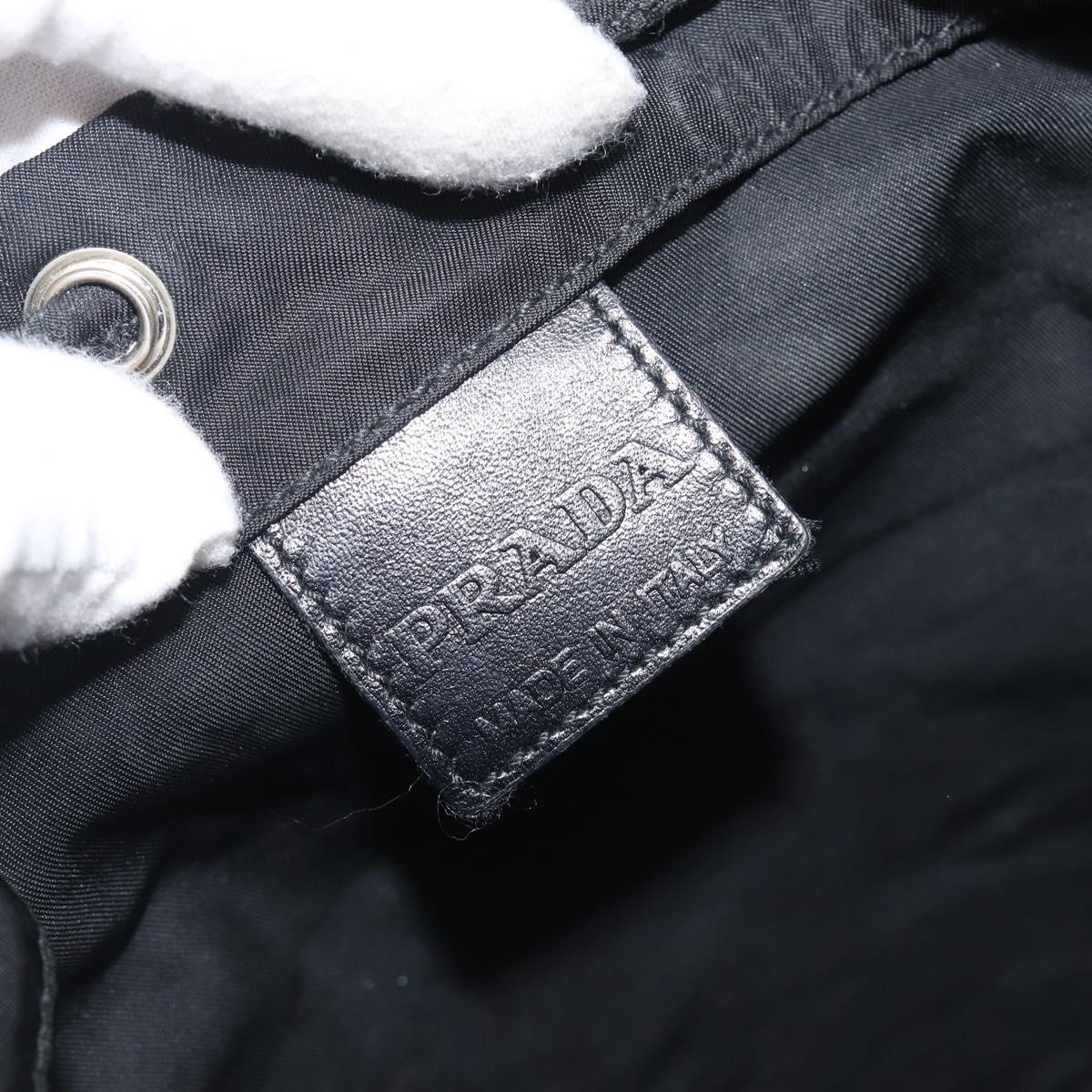 PRADA Purse Pouch Nylon Black Silver Auth 205450A