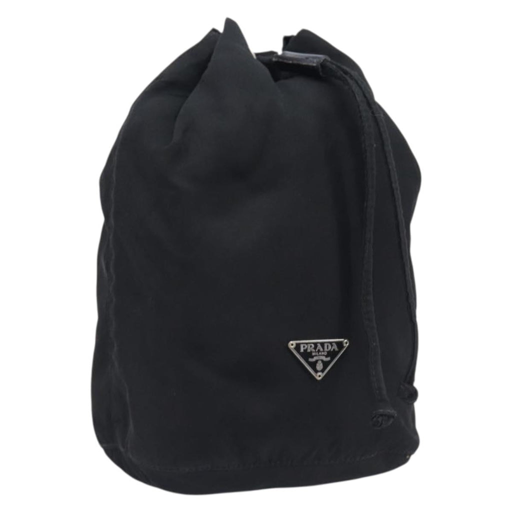 PRADA Purse Pouch Nylon Black Silver Auth 205450A