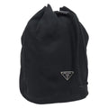 PRADA Purse Pouch Nylon Black Silver Auth 205450A