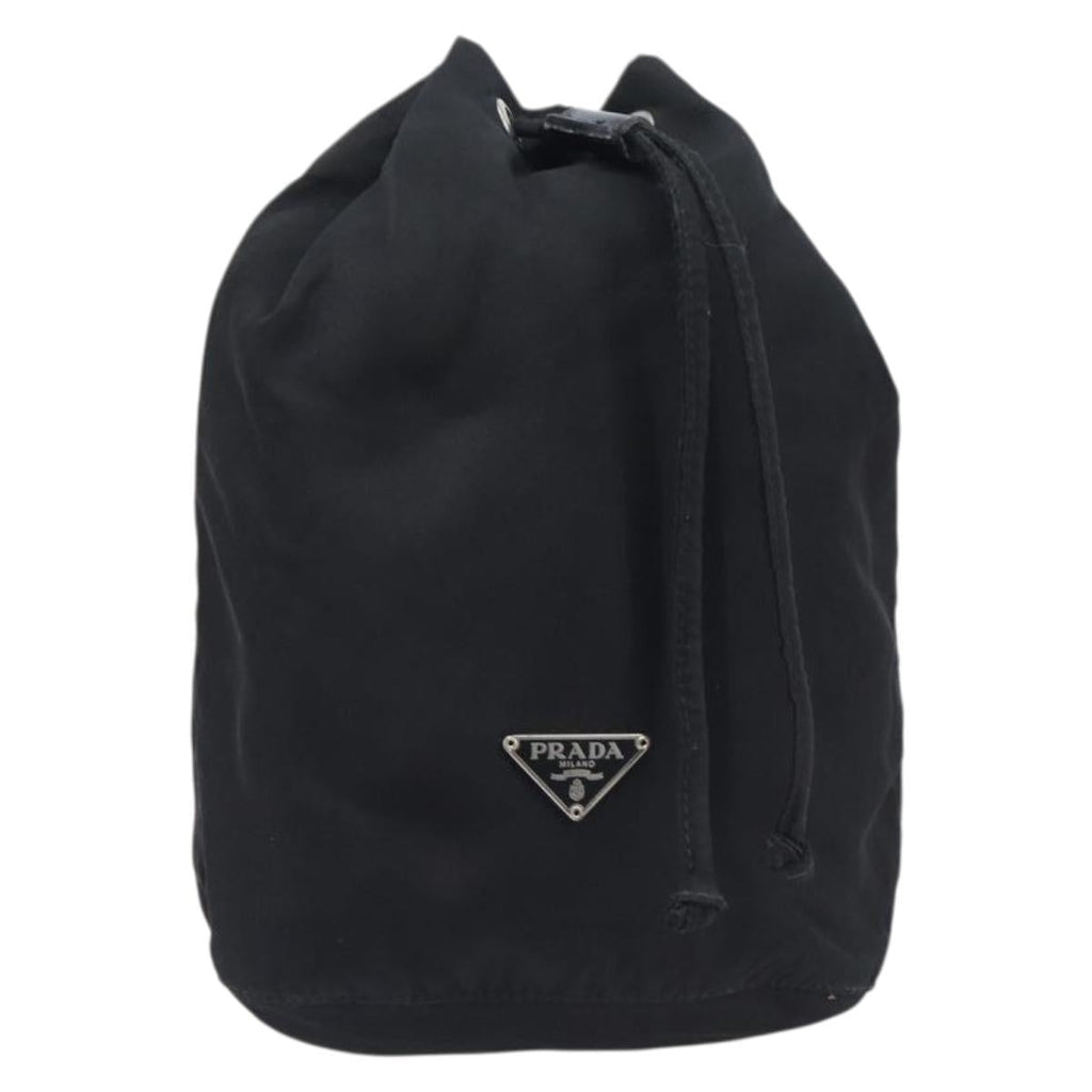 PRADA Purse Pouch Nylon Black Silver Auth 205450A