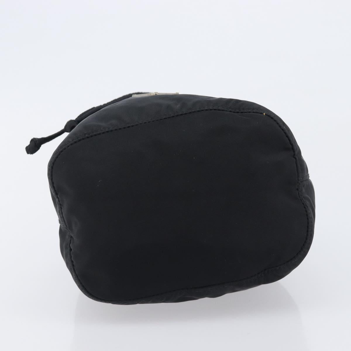 PRADA Purse Pouch Nylon Black Silver Auth 205450A