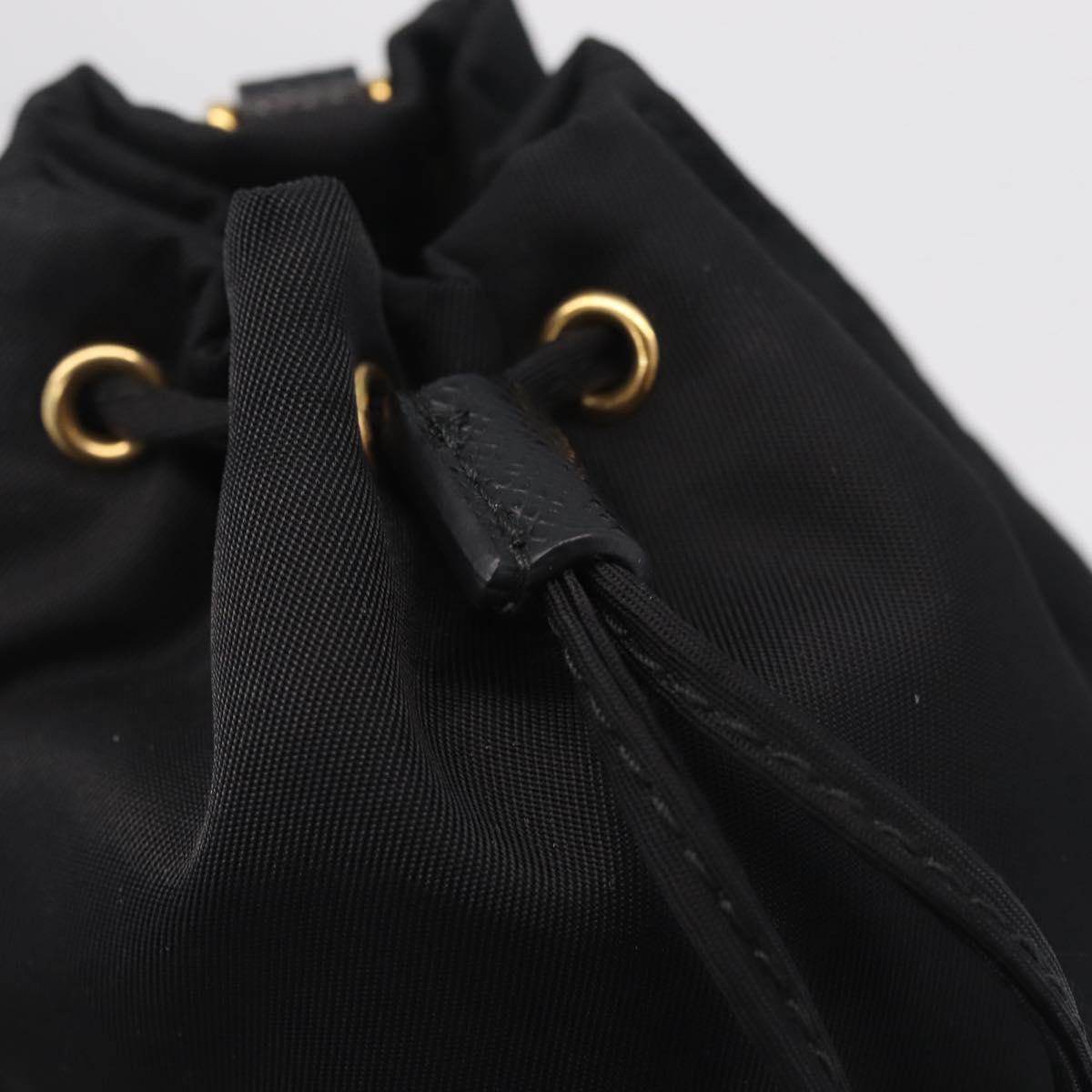 PRADA Pouch Nylon Black Gold Auth 205862M