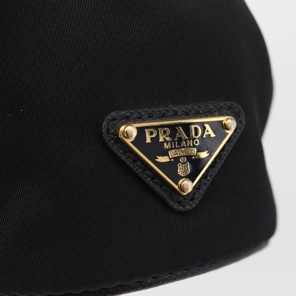 PRADA Pouch Nylon Black Gold Auth 205862M