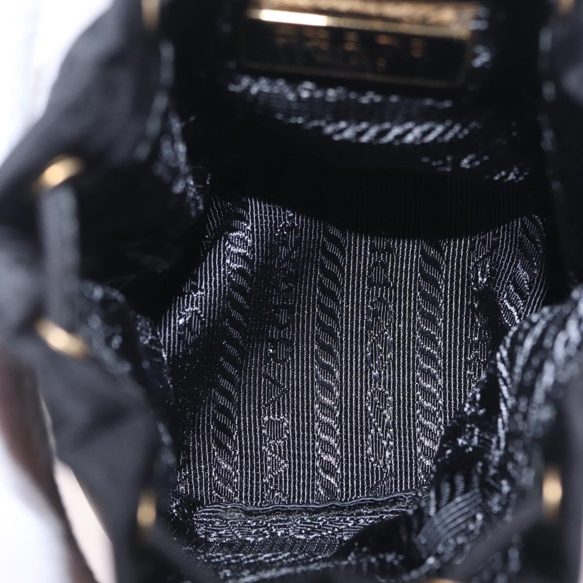 PRADA Pouch Nylon Black Gold Auth 205862M
