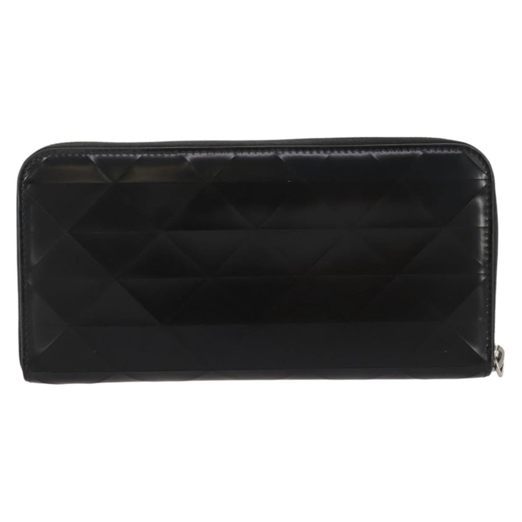 PRADA Long Wallet Leather Black Silver Auth 205863A