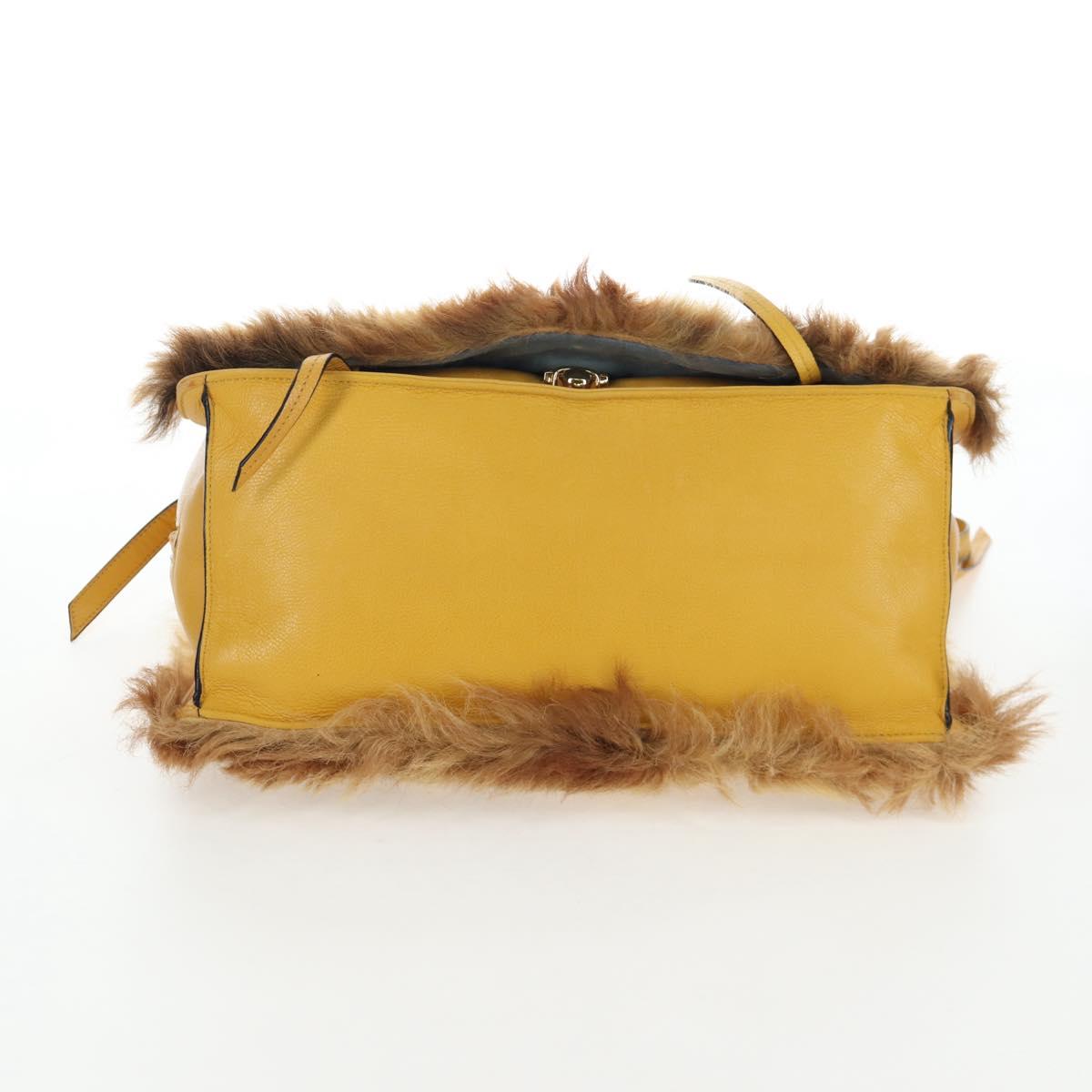 PRADA Shoulder Bag Fur 2way Yellow Gold Auth 205953M