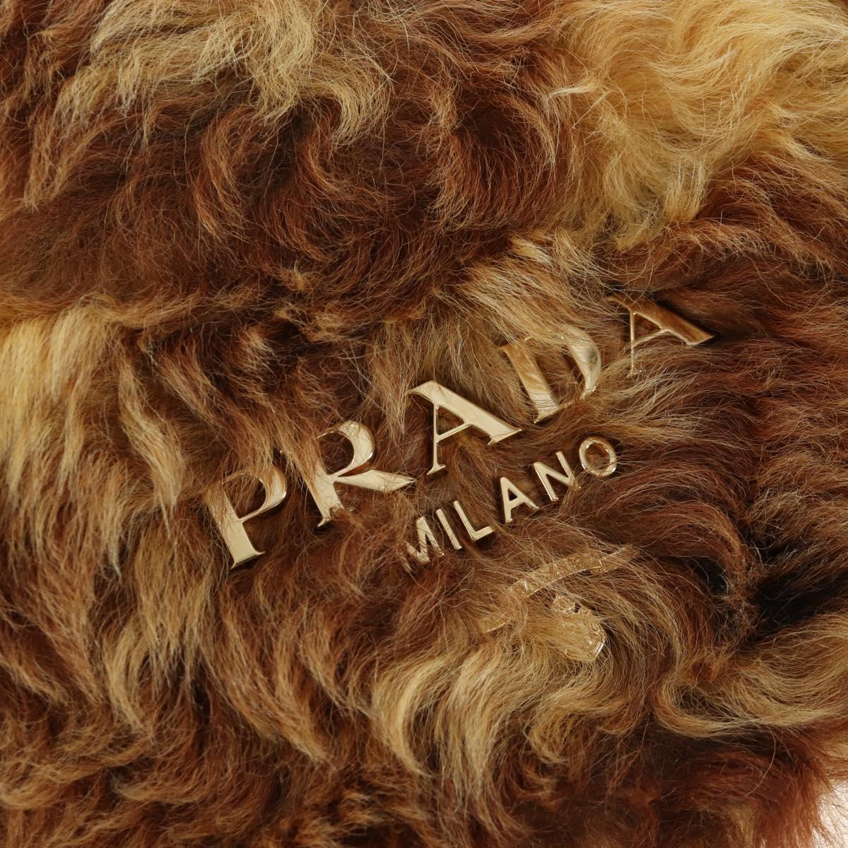 PRADA Shoulder Bag Fur 2way Yellow Gold Auth 205953M