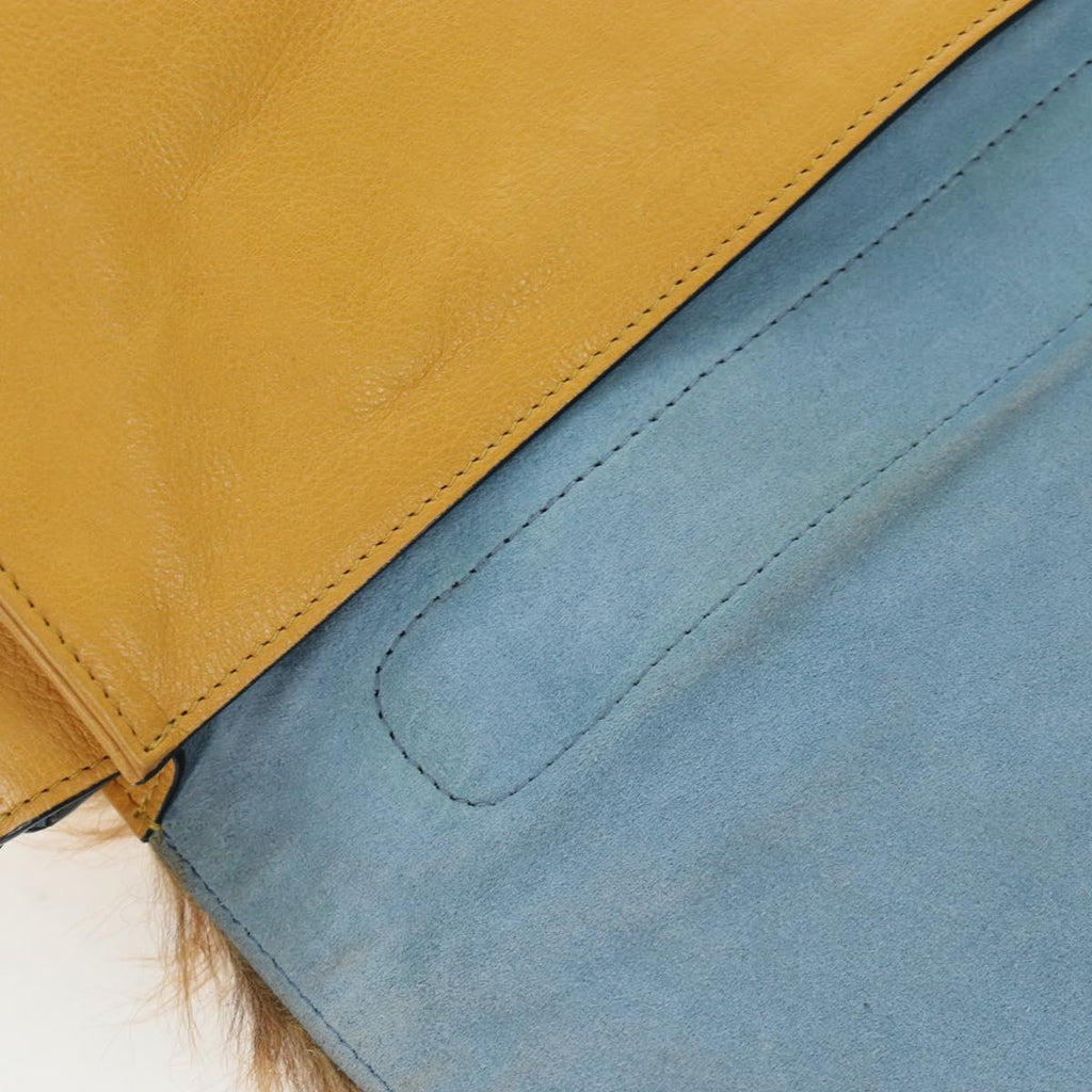 PRADA Shoulder Bag Fur 2way Yellow Gold Auth 205953M