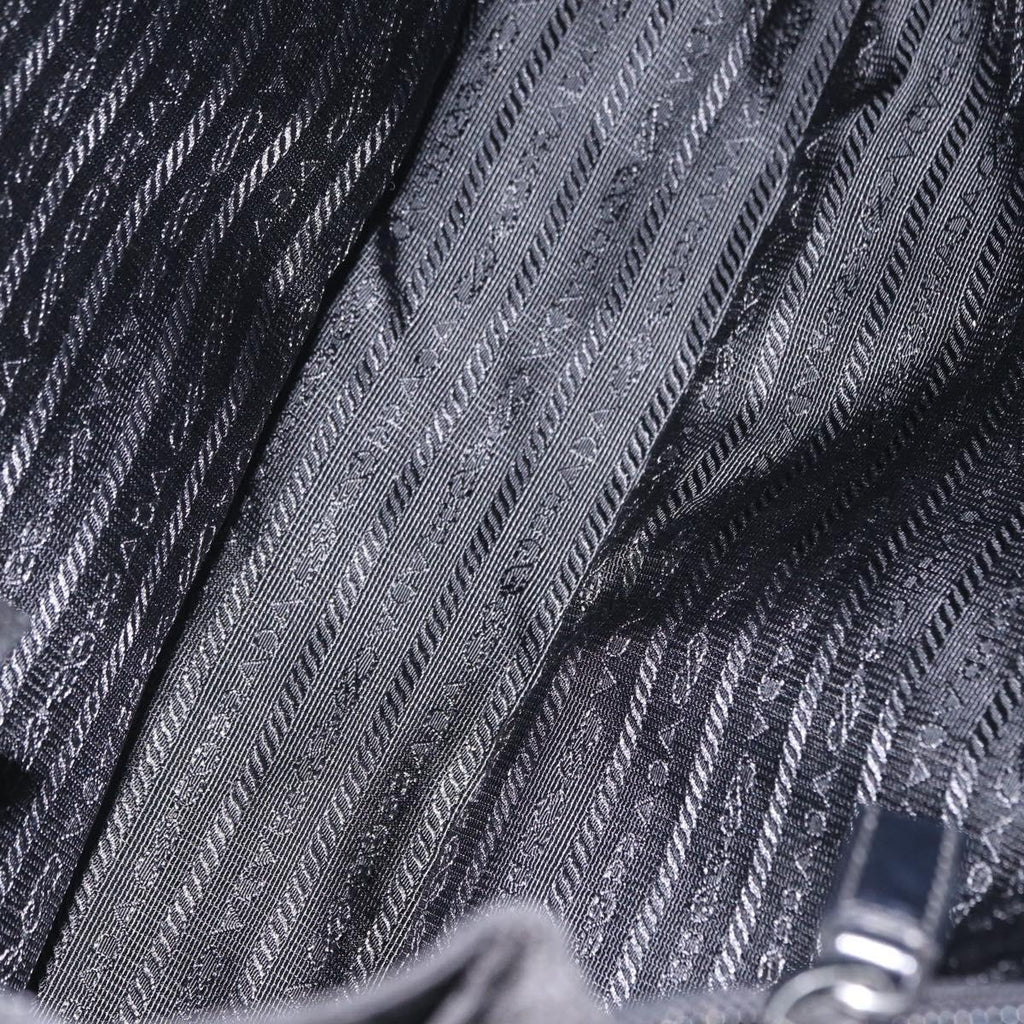 PRADA Tote Bag Nylon Black Silver Auth 206115V