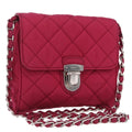 PRADA Chain Shoulder Bag Nylon Pink Silver Auth 206227A