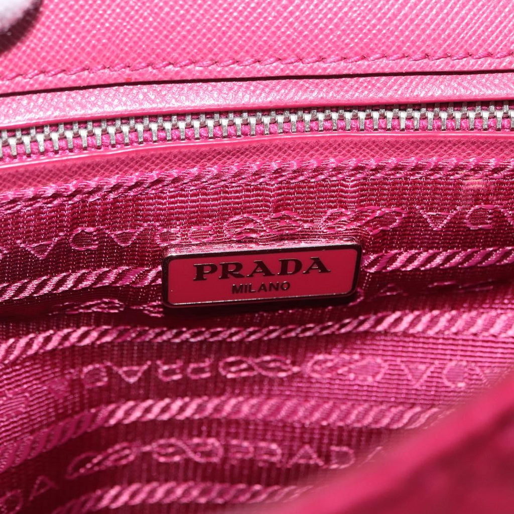 PRADA Chain Shoulder Bag Nylon Pink Silver Auth 206227A
