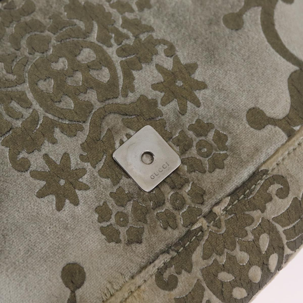 GUCCI Shoulder Bag Velor Beige Silver 001 3829 Auth 206290A