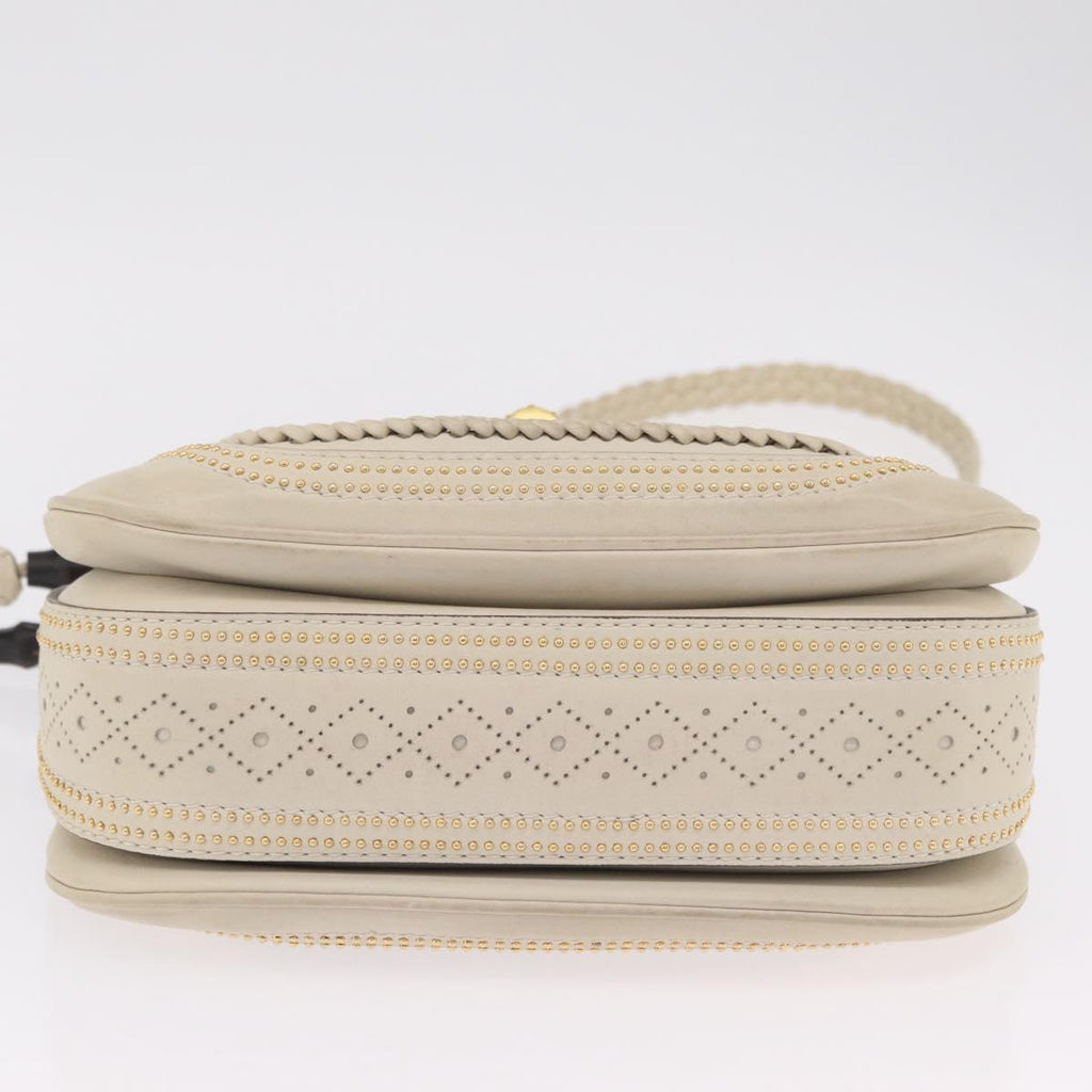 GUCCI New Bamboo Hand Bag Leather 2way Ivory Gold 263970 Auth 206395M