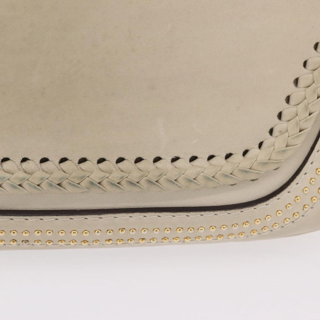 GUCCI New Bamboo Hand Bag Leather 2way Ivory Gold 263970 Auth 206395M