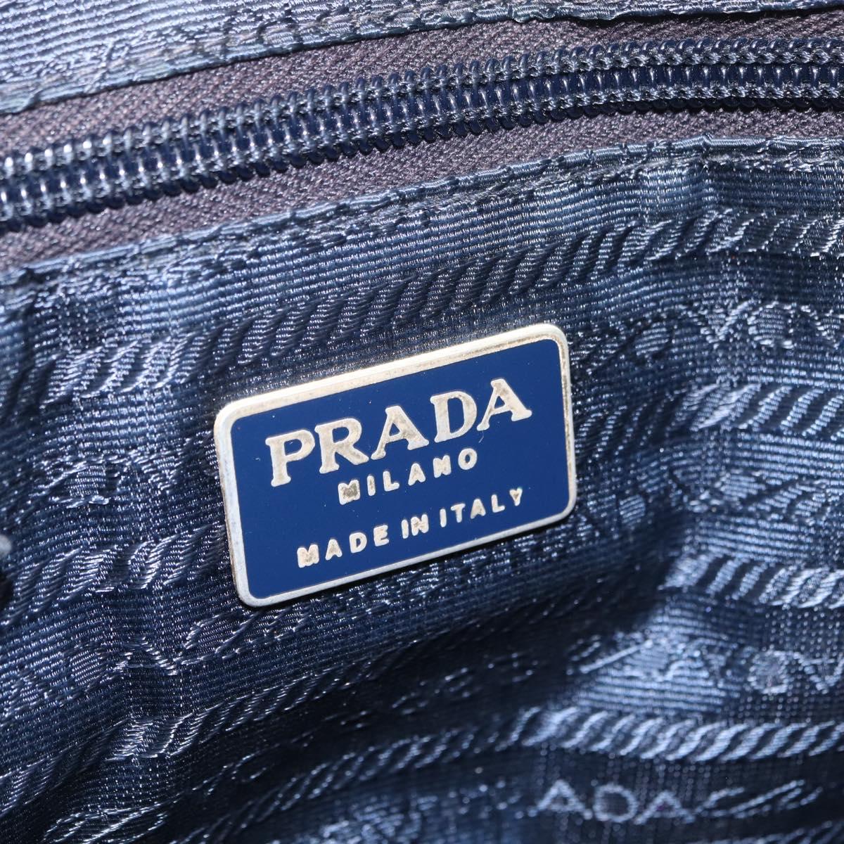 PRADA Chain Shoulder Bag Nylon Navy Gold Auth 206423