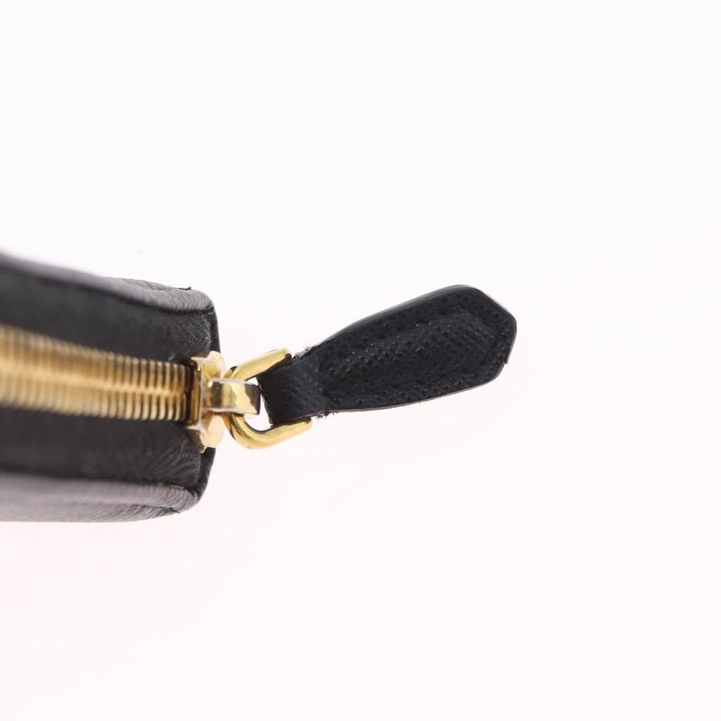 PRADA Long Wallet Safiano Leather Black Gold Auth 206459