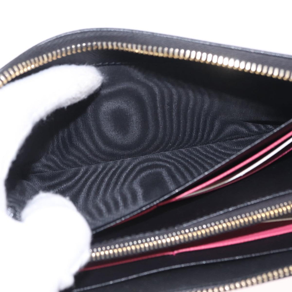 PRADA Long Wallet Safiano Leather Black Gold Auth 206459