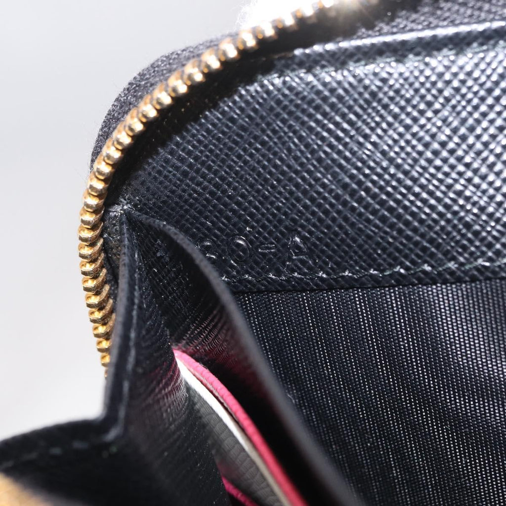PRADA Long Wallet Safiano Leather Black Gold Auth 206459