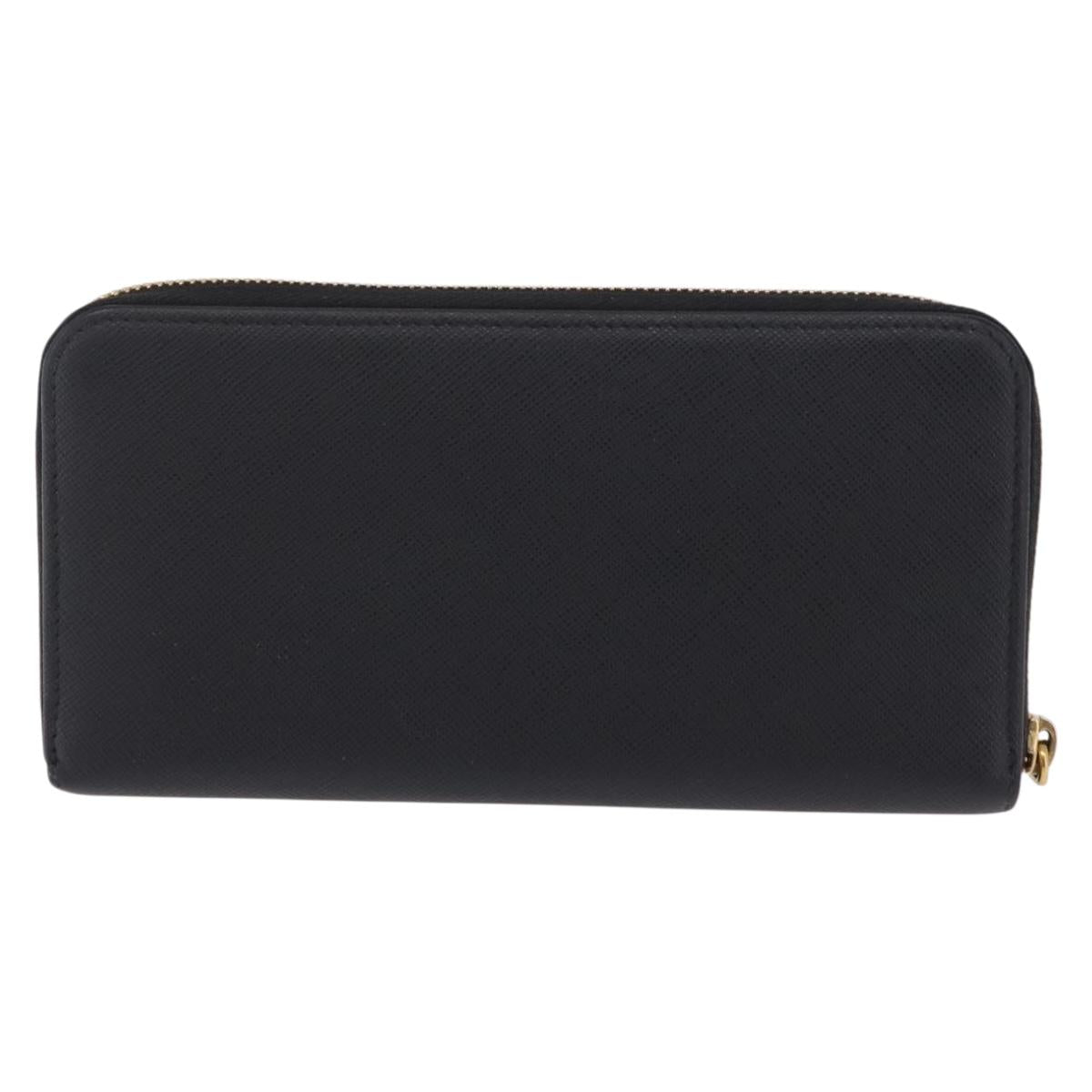 PRADA Long Wallet Safiano Leather Black Gold Auth 206459