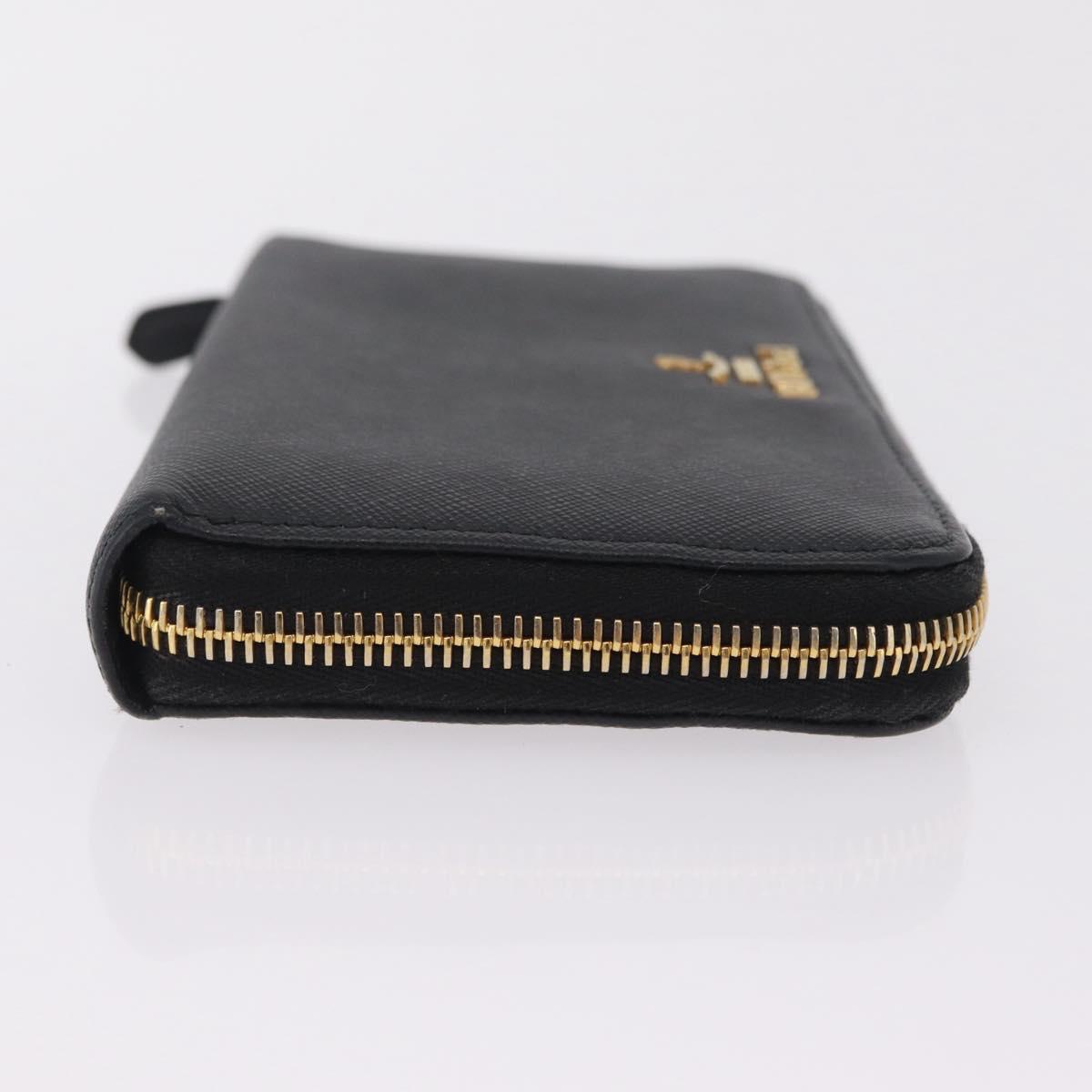 PRADA Long Wallet Safiano Leather Black Gold Auth 206459