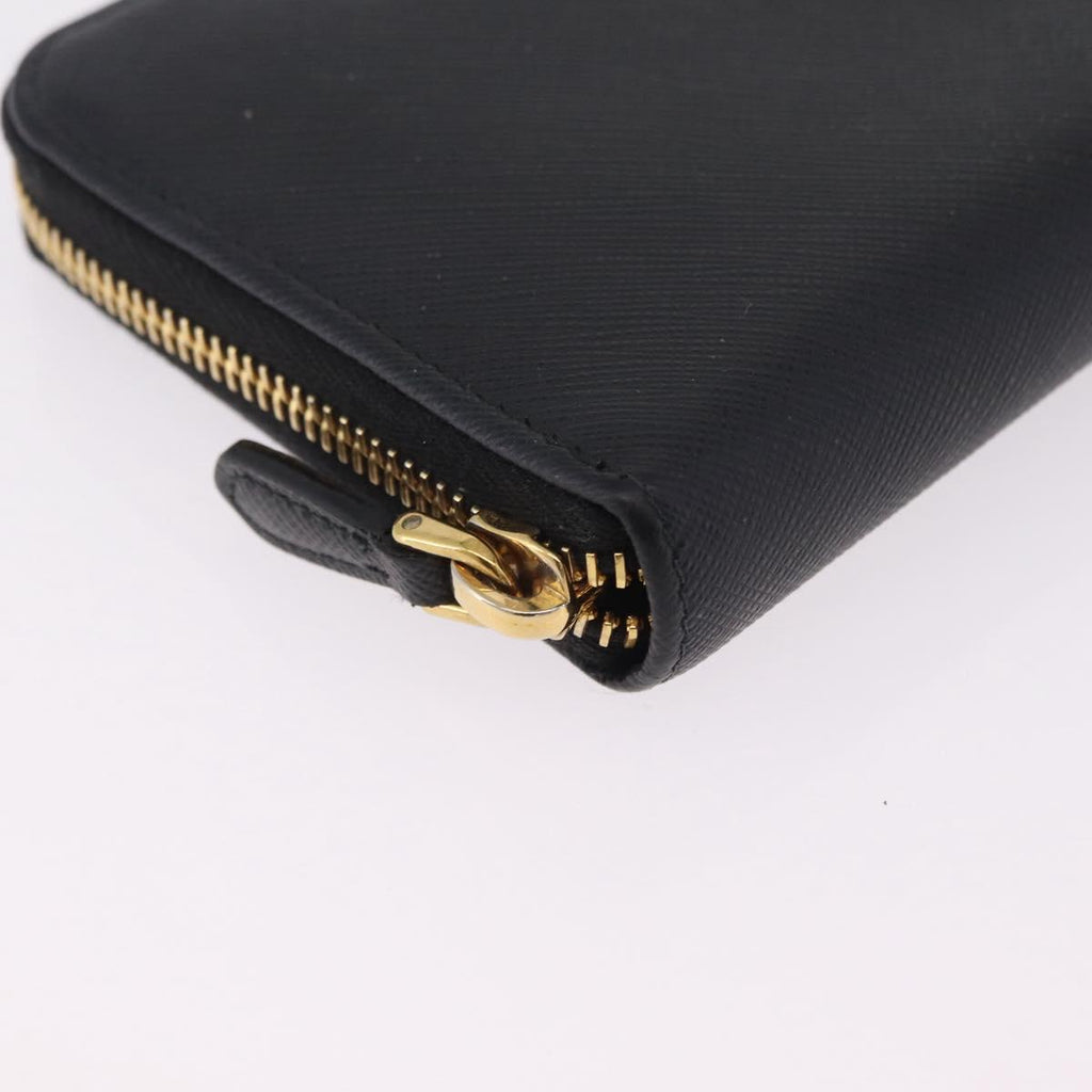 PRADA Long Wallet Safiano Leather Black Gold Auth 206459