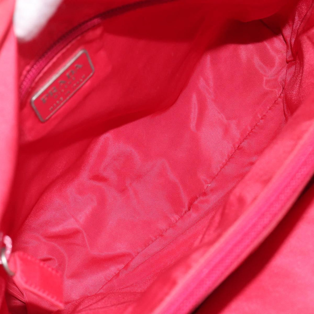 PRADA Hand Bag Nylon Pink Silver Auth 206488