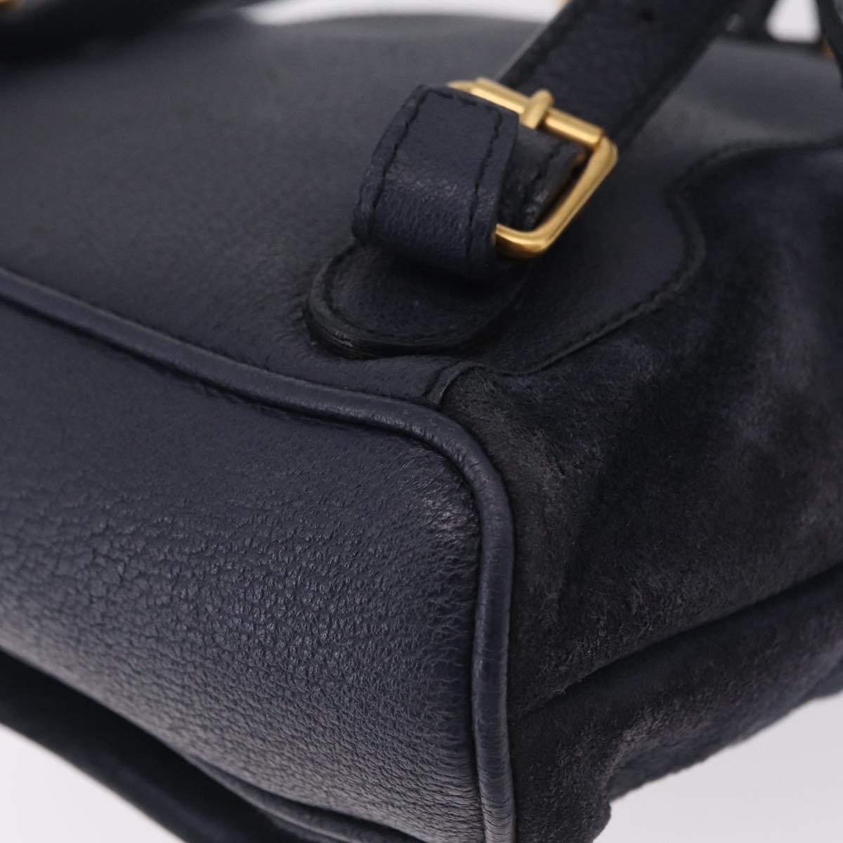 GUCCI Bamboo Backpack Suede Navy Gold 003 1998 0030 Auth 206490