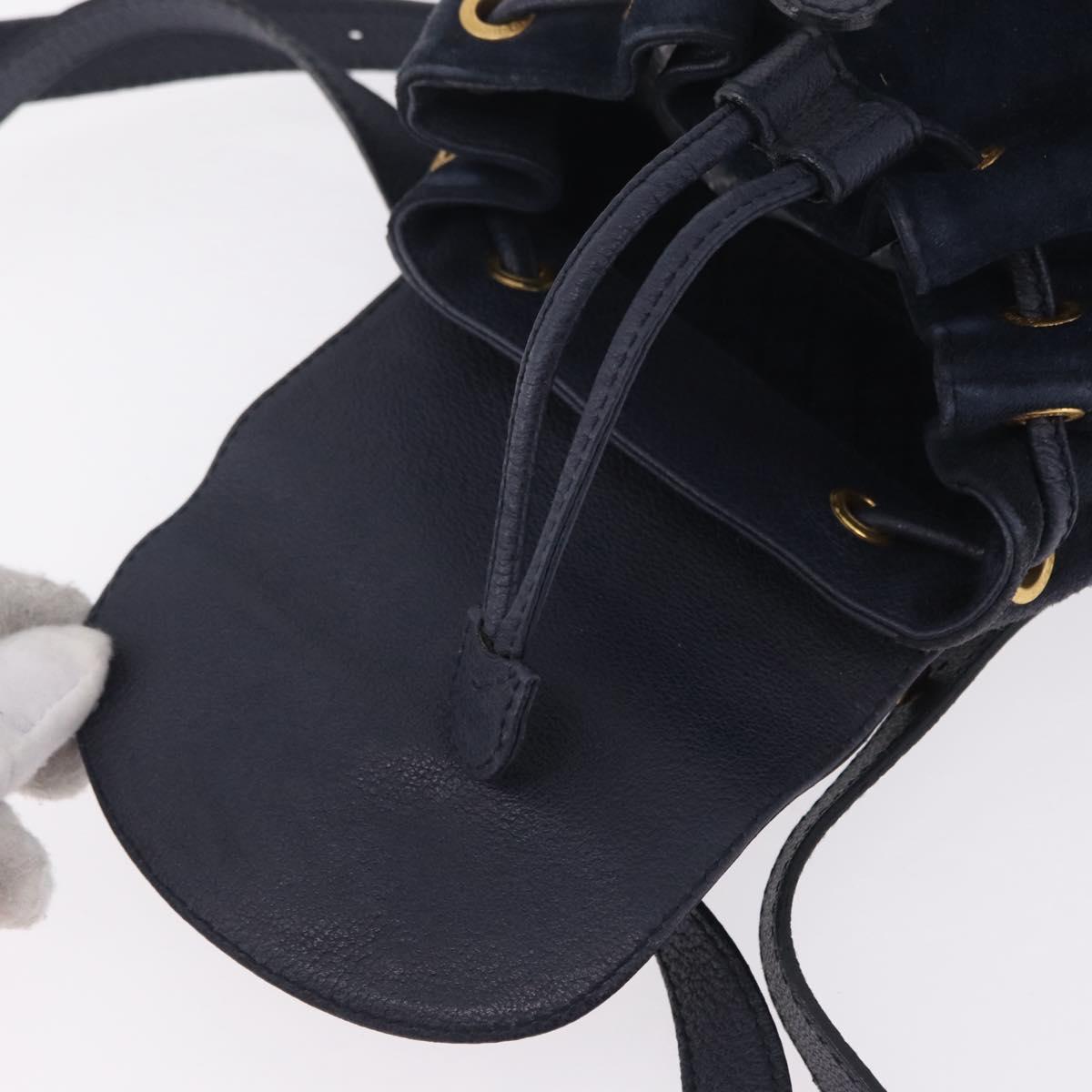 GUCCI Bamboo Backpack Suede Navy Gold 003 1998 0030 Auth 206490